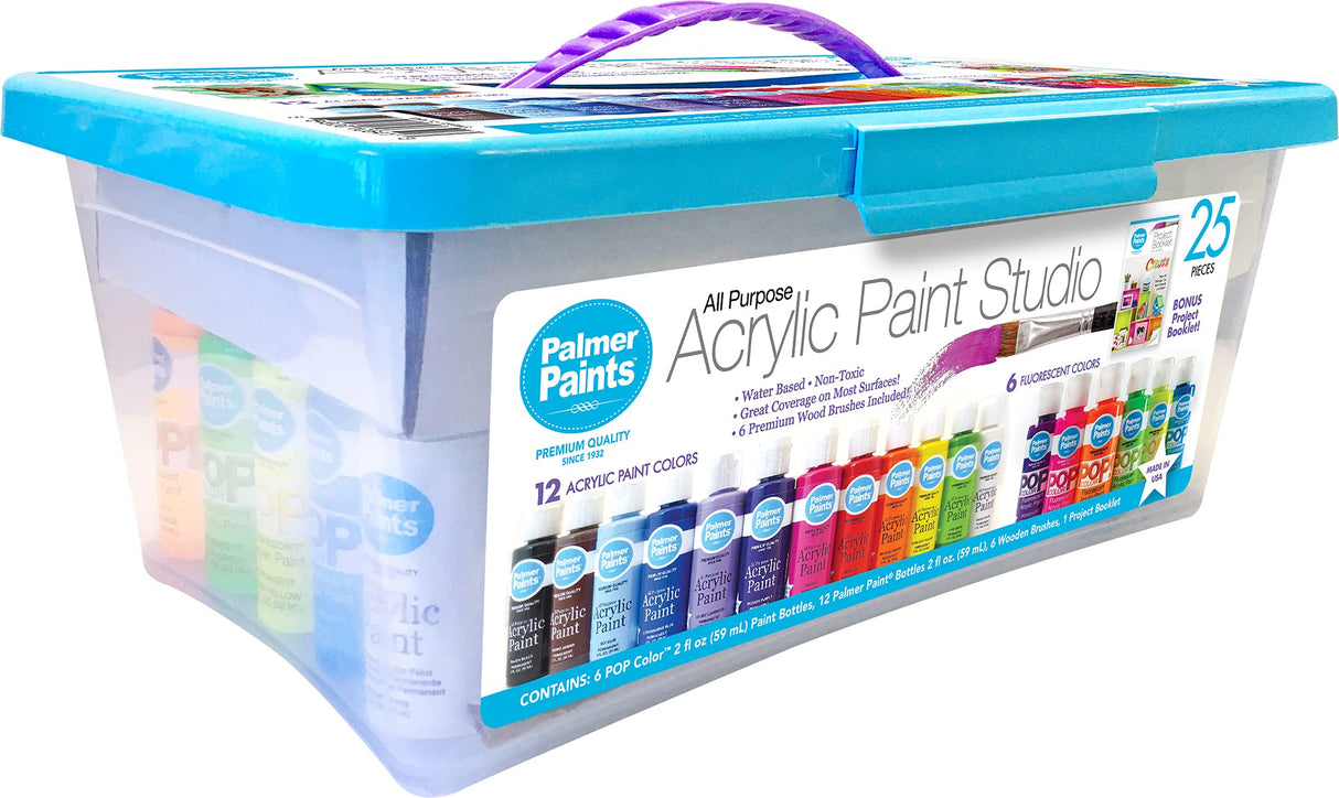Palmer Paints Acrylic Paint Studio 25 Piece Set with Paints and Brushes Cra-Z-Art