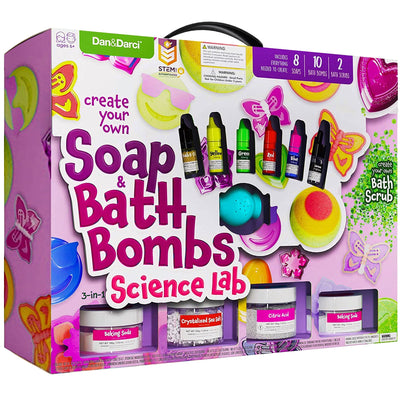 Soap & Bath Bomb Making Kit for Kids, 3-in-1 Spa Science Kit, Craft Gifts for Girls & Boys Age 6, 7, 8, 9, 10-12 Year Old Girl Crafts Kits : DIY