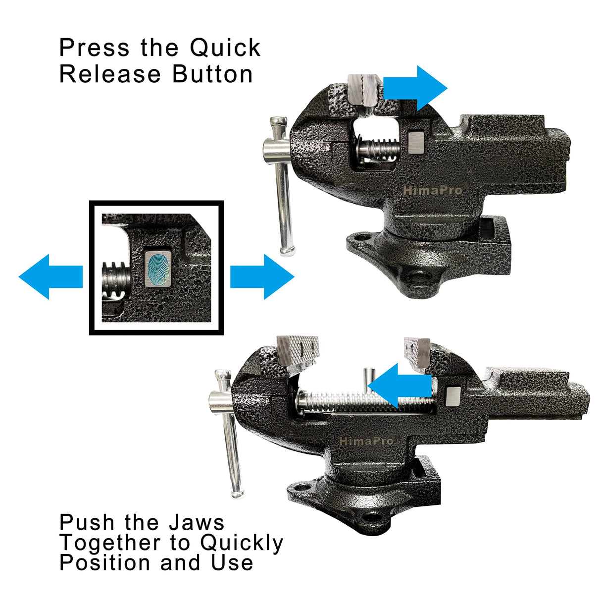 HimaPro Dual Purpose Bench Vise | Table Vise Clamp-On with Quick Adjustment Universal Rotate 360° - 3.3Inch Metallic Black - Portable Vice for HimaPro