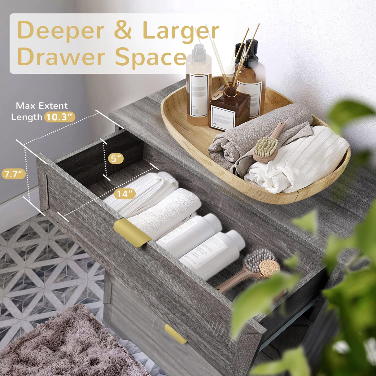 UYIHOME Modern 4 Drawer Dresser, 37inch Tall Dresser Chest with Large Drawer, Wood Nursery Dresser Storage Cabinet Organizer Unit for Bedroom, UYIHOME