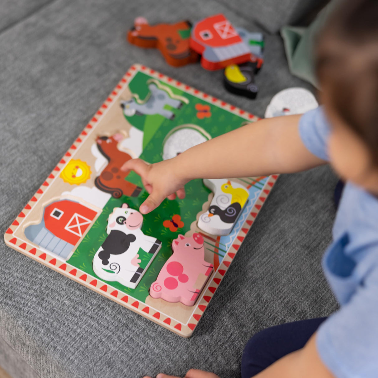 Melissa & Doug Farm Wooden Chunky Puzzle (8 pcs) - Farm Animal Toys For Kids, Wooden Puzzles For Toddlers Ages 2+ - FSC-Certified Materials Melissa & Doug