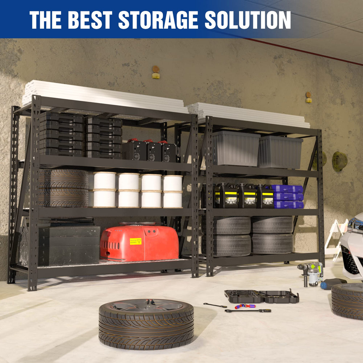 WORKPRO 68" Ultra Wide 4-Tier Metal Garage Shelving Unit, 68"W x 24"D x 65"H, 7200 LBS Capacity, Heavy Duty Storage Utility Rack, Industrial WORKPRO