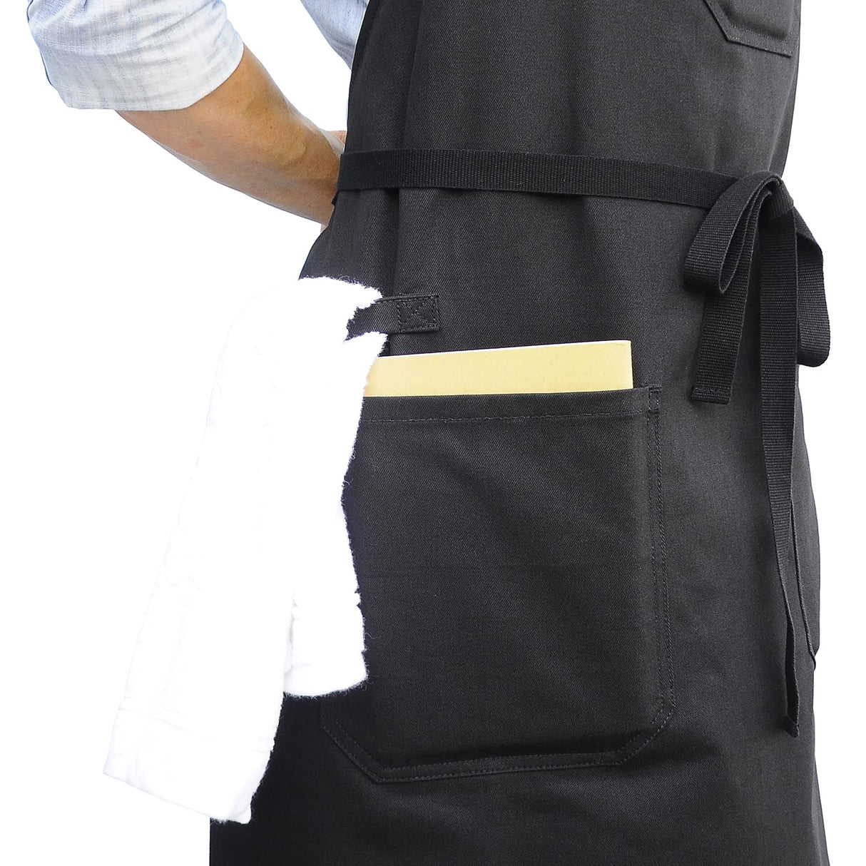 DingSay Trendy Black Cotton Kitchen Apron, Mens Womens Professional Cooking Bib Apron for Chef Grill BBQ, with Pockets Towel Loop and Adjustable Neck DingSay Trendy