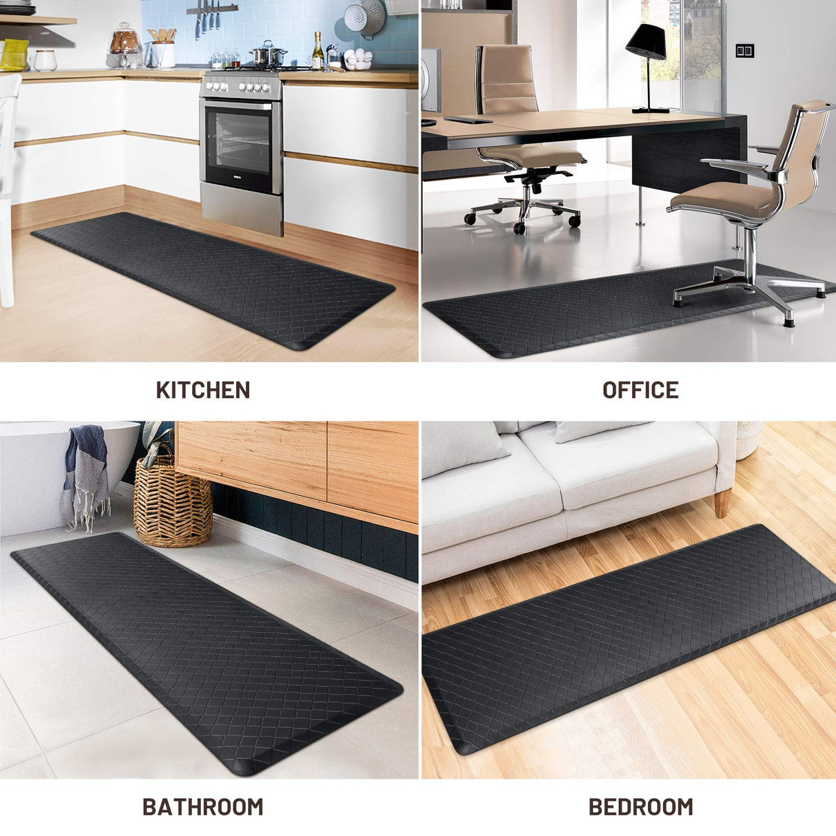 HappyTrends Kitchen Mat Cushioned Anti-Fatigue Floor Mat,17.3"x60",Thick Waterproof Non-Slip Heavy Duty Ergonomic Comfort Rug for HappyTrends