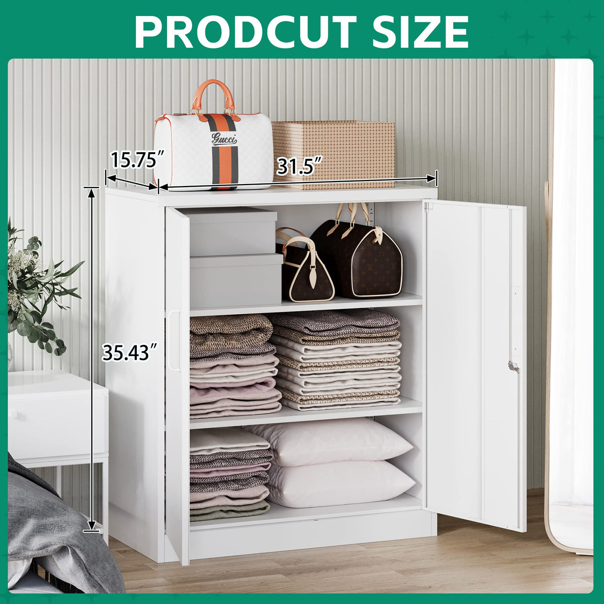 Letaya Metal Storage Cabinets with Lock, Small Locker Organizer Steel Cabinets, Adjustable Layers Shelves 2 Doors for Home, Office, Letaya