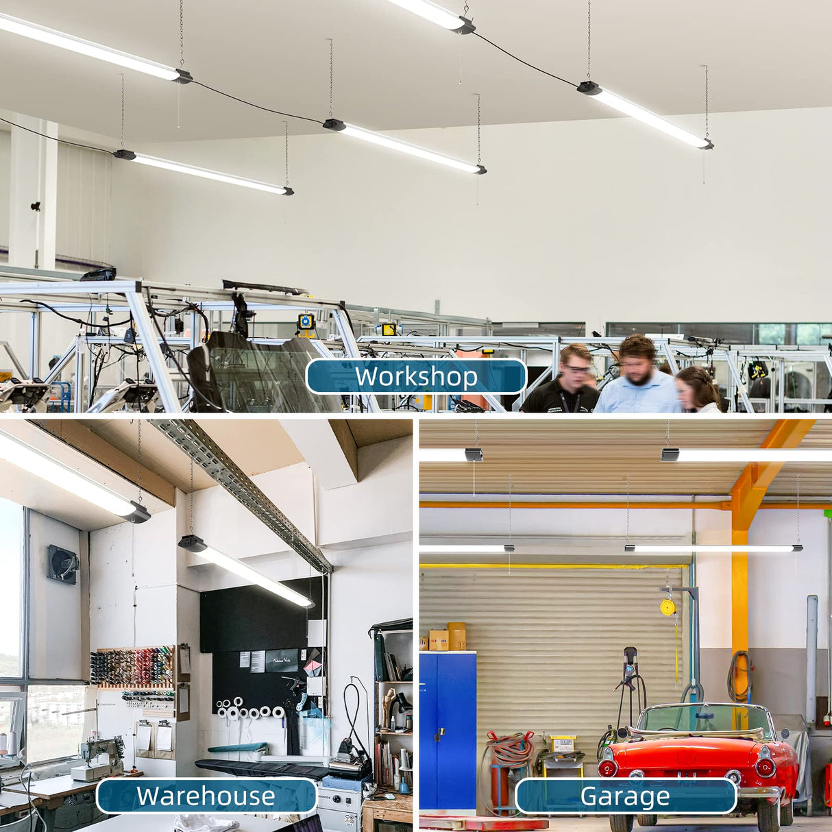 Barrina LED Shop Light for Garage, 10000LM, 84W, 4FT, 5000K Linkable Light Fixture for Workshop, Basement, Hanging or FlushMount, Heat Dissipation, Barrina