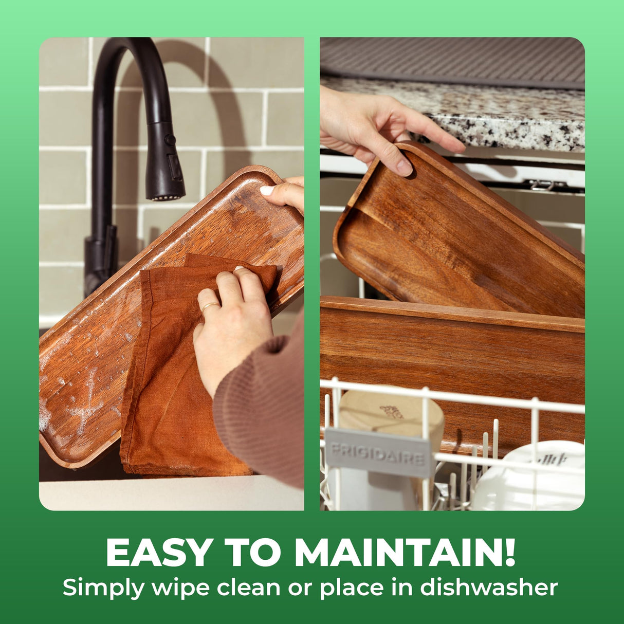 Solid Acacia Wood Serving Trays (14 x 5.5 inches) Rectangular Wooden Large Serving Platters for Food, Wooden Tray for Charcuterie, Appetizer Serving Home Beets