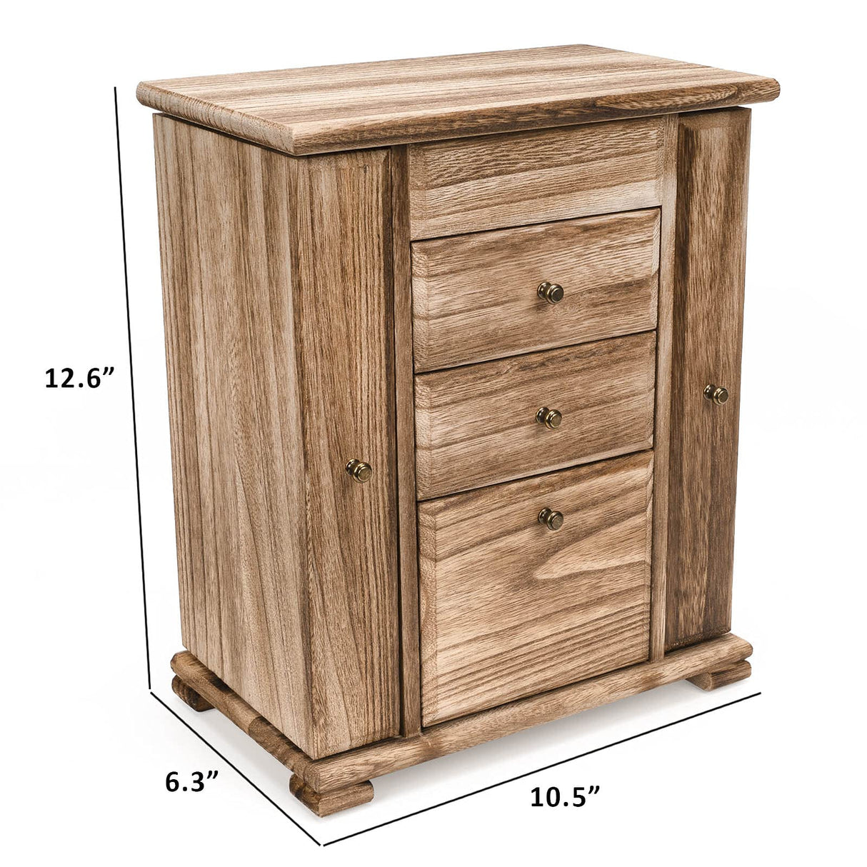 Emfogo Jewelry Box for Women, Rustic Wooden Jewelry Boxes & Organizers with Mirror, 4 Layer Jewelry Organizer Box Display for Rings Earrings Emfogo