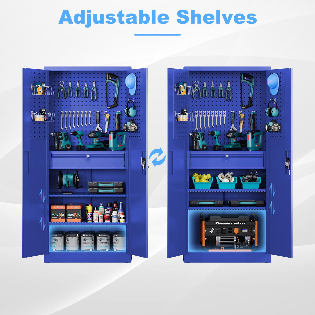 Letaya Metal Garage Tool Storage Cabinets with Pegboard, 71" Heavy Duty Steel Cabinet with Drawer and Adjustable Shelves, Lockable for Garage Utility Letaya