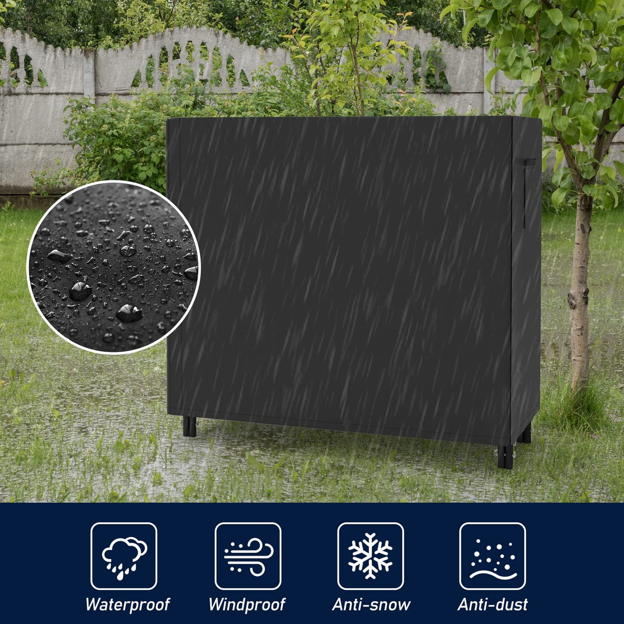 WALMANN 4ft Firewood Log Rack with Cover Outdoor, Heavy Duty Firewood Rack With Weather Resistant 600D Oxford Fabric Cover, Indoor/Outdoor Wood Rack WALMANN