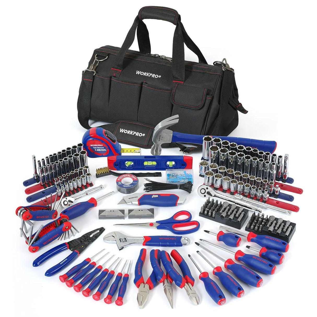 WORKPRO 322-Piece Home Repair Tool Kit With Carrying Bag - Basic Household Hand Tools WORKPRO