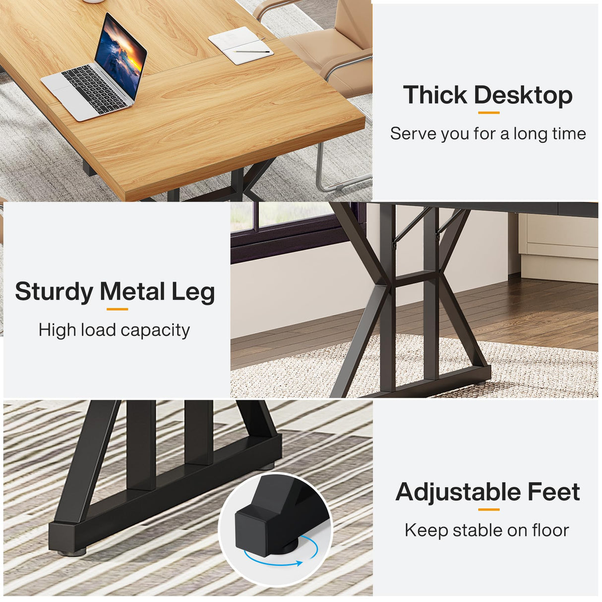 Tribesigns 70.8-Inch Executive Desk, Large Computer Office Desk Workstation, Modern Simple Style Laptop Desk Study Writing Table Business Furniture Tribesigns