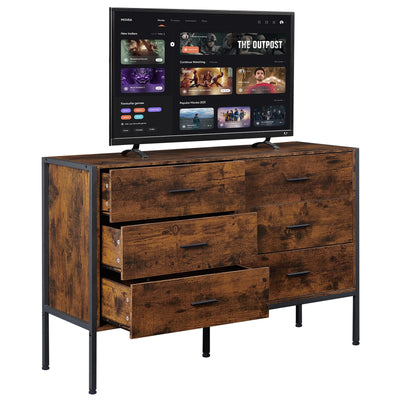 Lyromix Wood Dresser Wide 48'' Wooden TV Stand for Bedroom, Mid Century Modern Chest with Antique Finish, Perfect for Living Room Storage, 48.5"