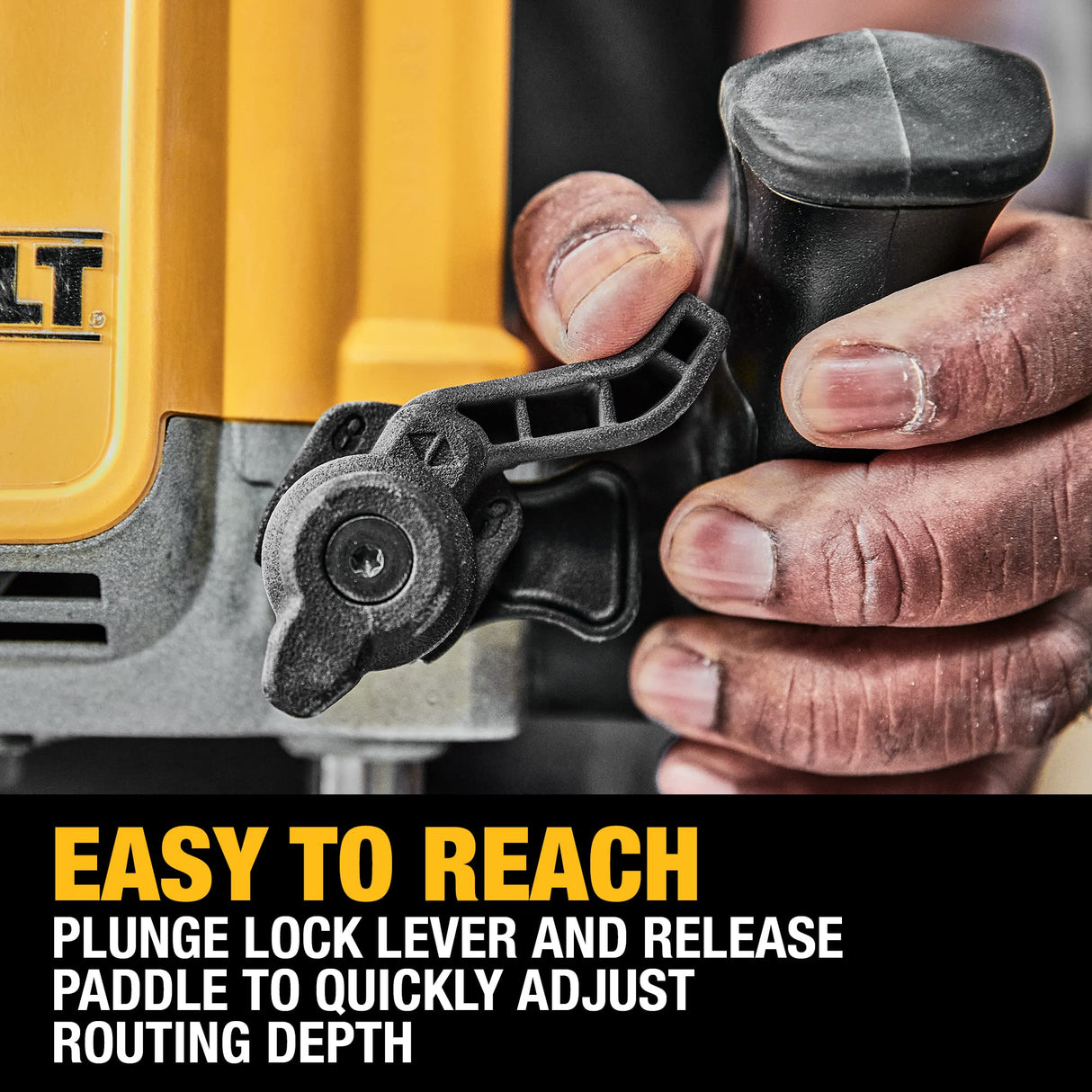 DEWALT Plunge Router 15 AMP, Includes Spindle Lock Button, 1/4” and 1/2” Collets, Built-In LED Light, Corded (DWE625) ,Yellow DEWALT