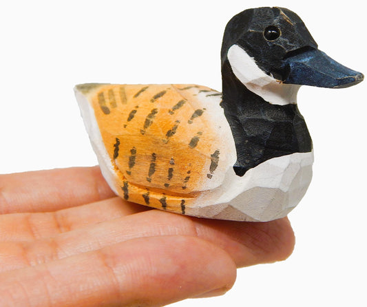 Selsela Canada Goose Figurine Decoration Handmade Wooden Statue Duck Art Decoy Carved Bird Geese Branta Small Animal Collectible