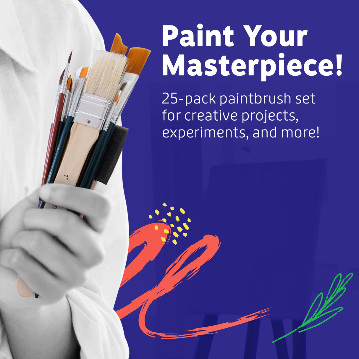 Artlicious Paint Brushes - Acrylic Paint Set and Detail Paint Brushes for Kids - Use with Craft, Watercolor, Oil, Gouache Paints, Face Art, Washable Artlicious