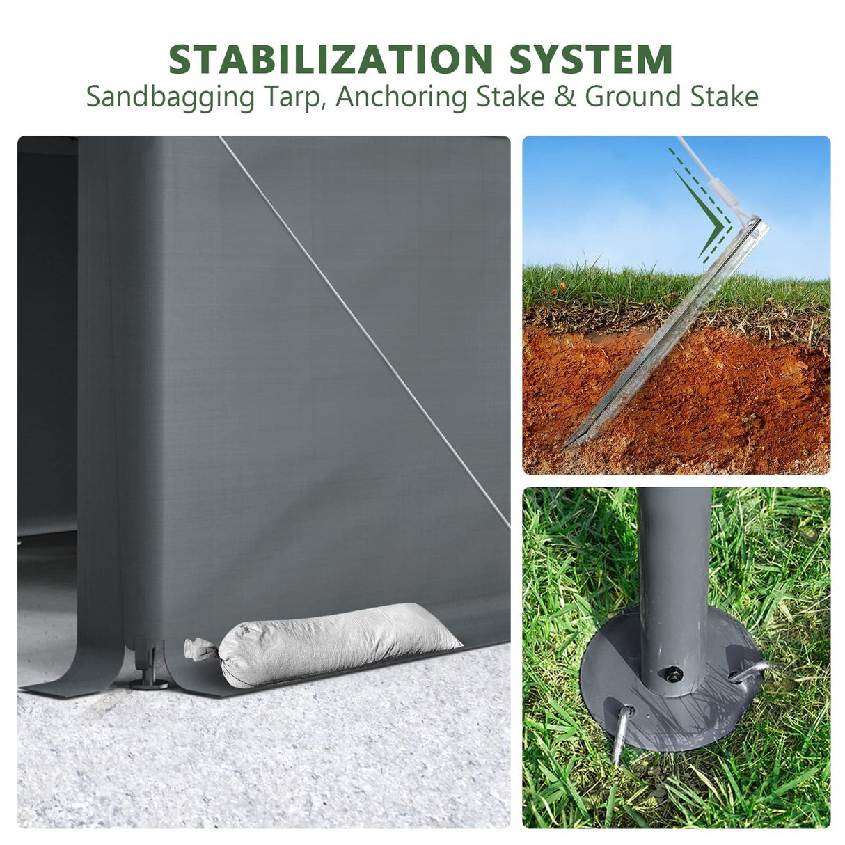 10x20ft Heavy Duty Carport with Removable Sidewalls,All Weather Carport Garage Party Tent Large Outdoor Canopy Storage Shed for Auto,Truck,Boat,Party Grezone