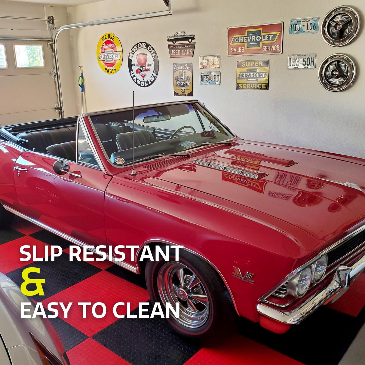 Big Floors GarageDeck Coin Pattern, Durable Copolymer Interlocking Modular Non-Slip Garage Flooring Tile (48 Pack), Graphite Big Floors