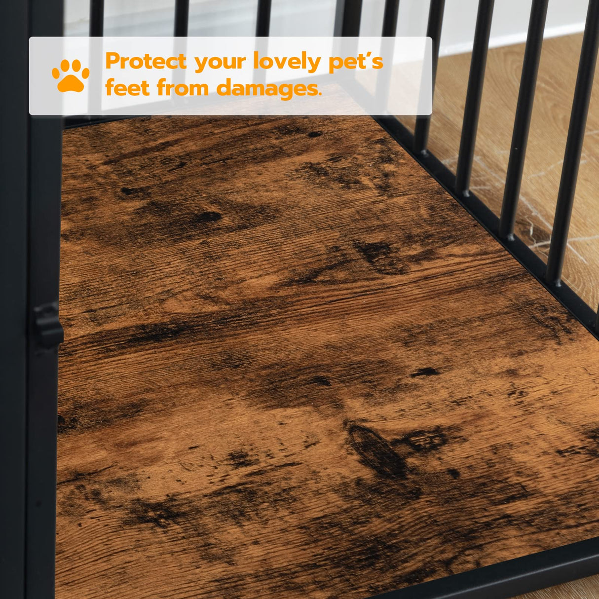 HOOBRO Dog Crate Furniture, Wooden Dog House, Decorative Dog Kennel with Drawer, Indoor Pet Crate End Table for Small Dog, Steel-Tube Dog Cage, HOOBRO