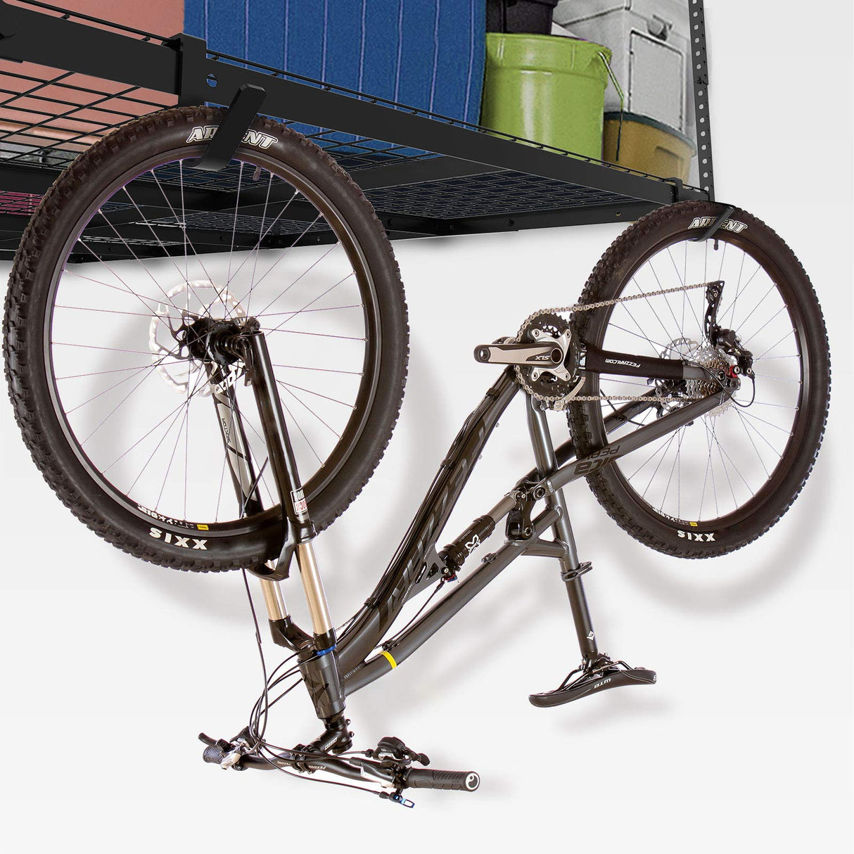 FLEXIMOUNTS 4-Pack Add-On Storage Rail Hook Accessory for Garage Ceiling Storage Rack and Wall Shelving, Black FLEXIMOUNTS