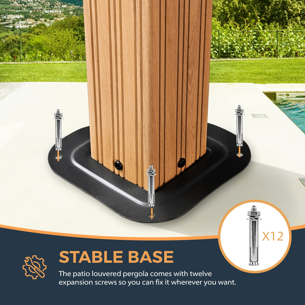 HAPPATIO 12' x 20' Hardtop Gazebo, Outdoor Wood Grain Aluminum Gazebo with Galvanized Steel, Patio Double Roof Permanent Metal Gazebo Canopy with HAPPATIO