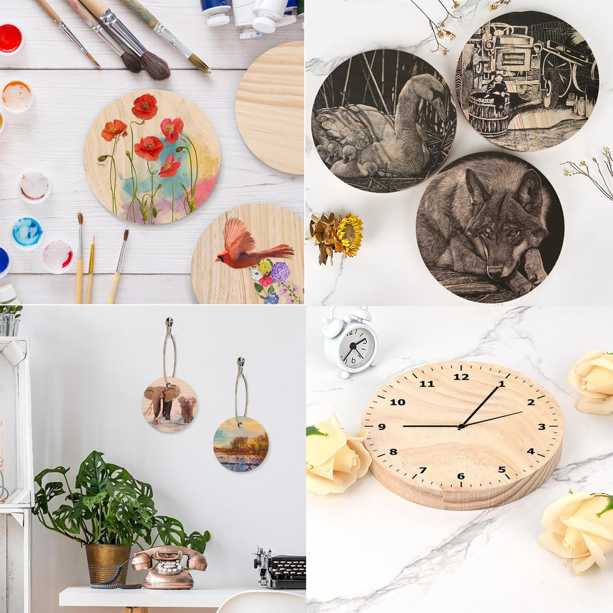 Yangbaga (5) Pack 8 inches Large Wood Slices for Centerpieces-Unfinished Natural Round Wooden Discs Decorative Tray Wood Slices for DIY Yangbaga