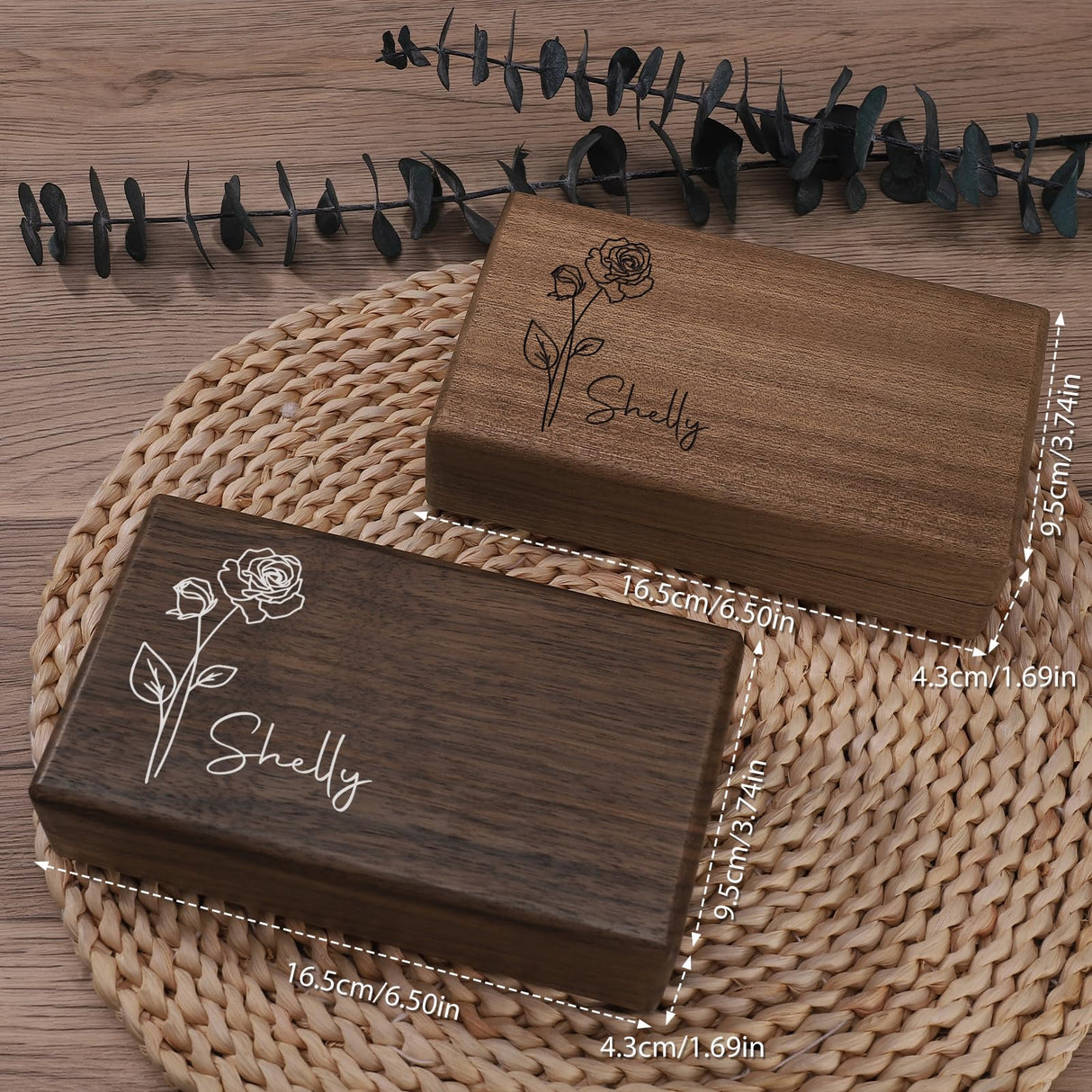 Zhamate Personalized Gifts for Women Girls-Custom Jewelry Box Wooden with Birth Flower Name, Birthday Gifts, Wedding Gift for Bridesmaids, Mom Gifts Zhamate