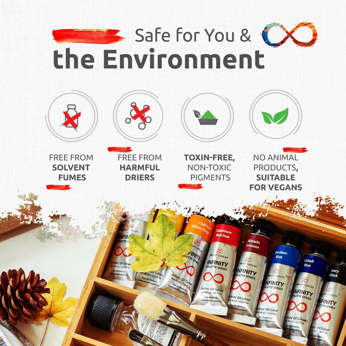 ZenART Non-Toxic Oil Paint Set for Professional Artists - 3 x 8 x 45ml Tubes - Bundle of Portrait, Essential and Impressionist Palette of ZenART Supplies