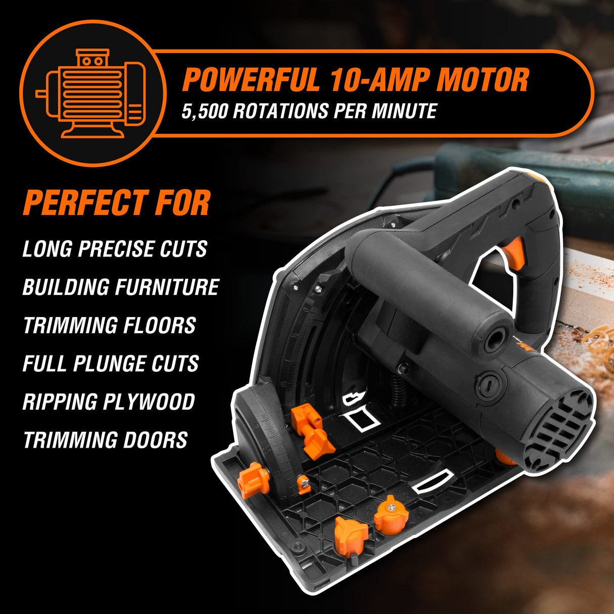 WEN CT1065 10-Amp 6.5-Inch Plunge Cut Sidewinder Circular Track Saw,Black WEN