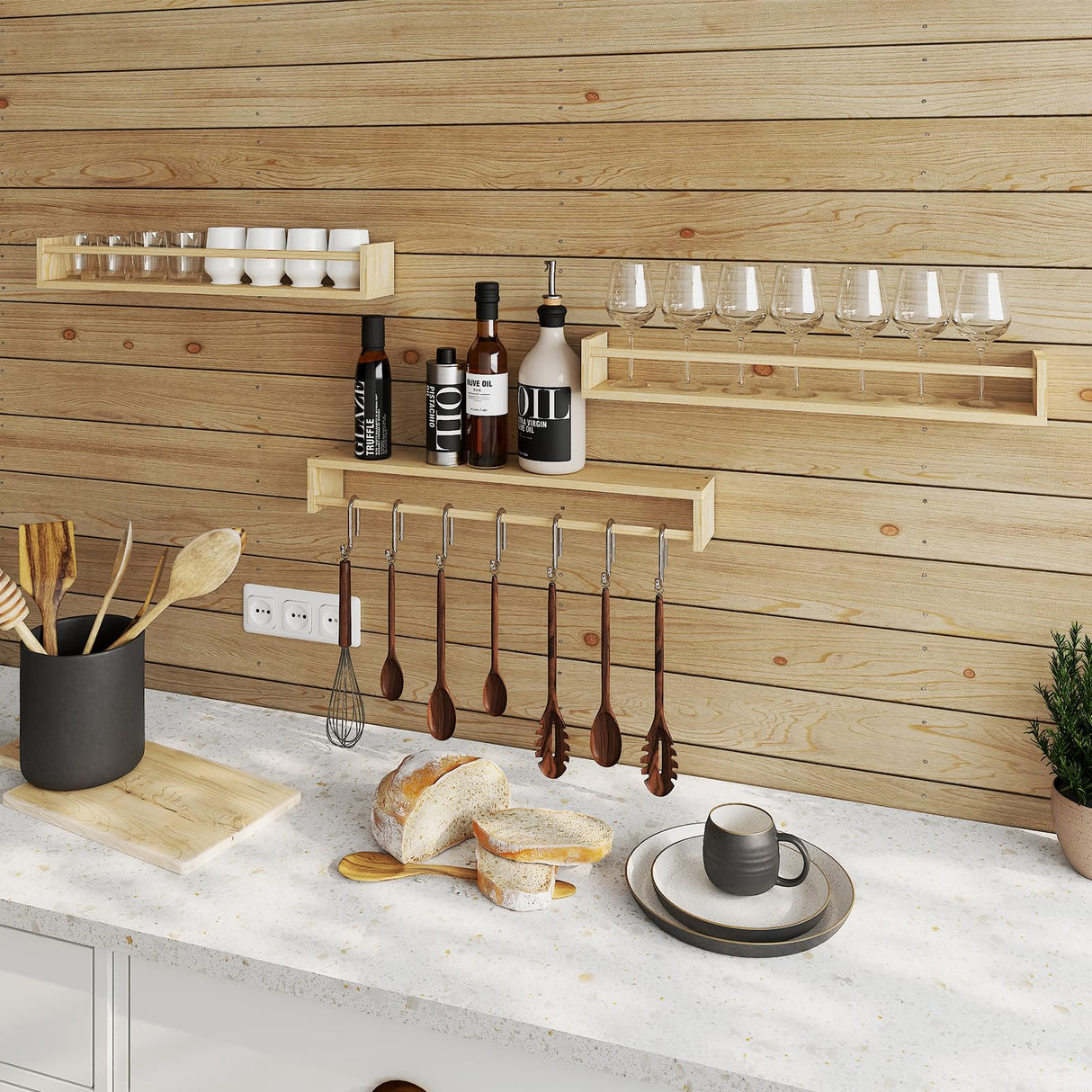 Fixwal Nursery Book Shelves, 23.6 Inch Floating Bookshelves for Wall Set of 3, Baby Nursery Decor, Solid Wood Wall Mounted Shelves for Books, Toys Fixwal