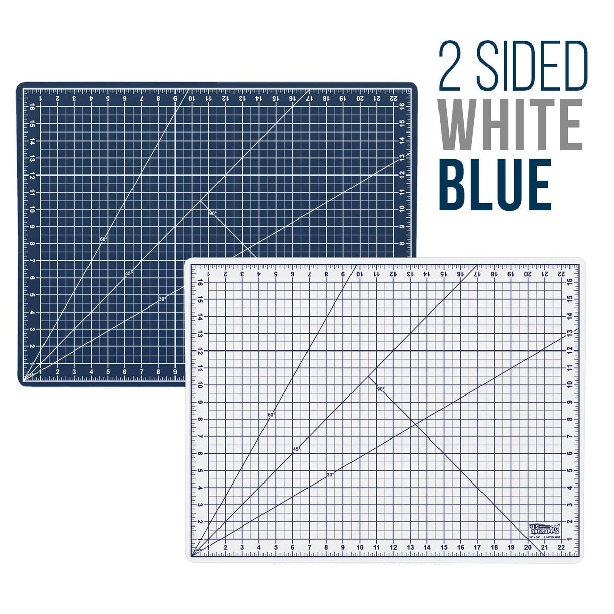 U.S. Art Supply 18" x 24" White/Blue Professional Self Healing 5-6 Layer Double Sided Durable Non-Slip Cutting Mat Great for Scrapbooking, Quilting, U.S. Art Supply