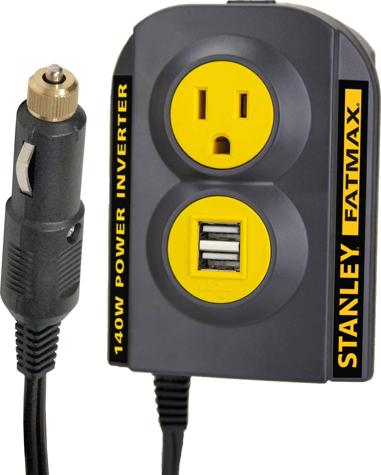 STANLEY FATMAX PCI140 140W Power Inverter: 12V DC to 120V AC Power Outlet with Dual USB Ports STANLEY