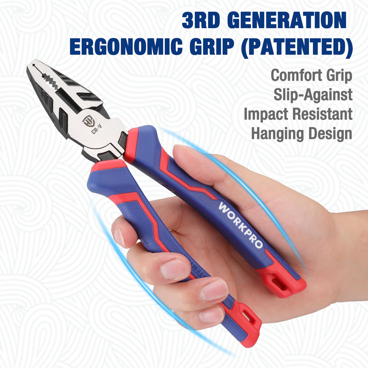 WORKPRO 8" Linesman PRO Screw Extractor Pliers(Combination Pliers) with Unique Non-slip Jaws, Stripped Screw Remover Tool, Lineman Pliers for Quickly WORKPRO