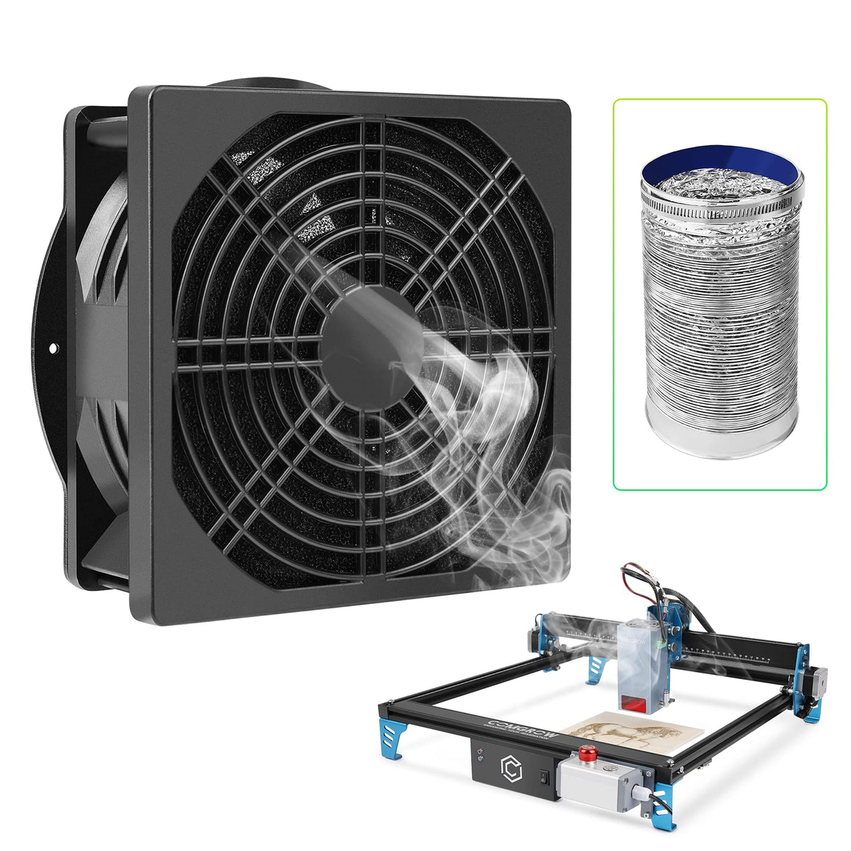 Comgrow Solder Smoker Absorber Remover Fan,Fume Extractor Smoke Prevention,3-6W,100-240V,3000 RPM,Compatible with Laser Engraver Enclosure Comgrow
