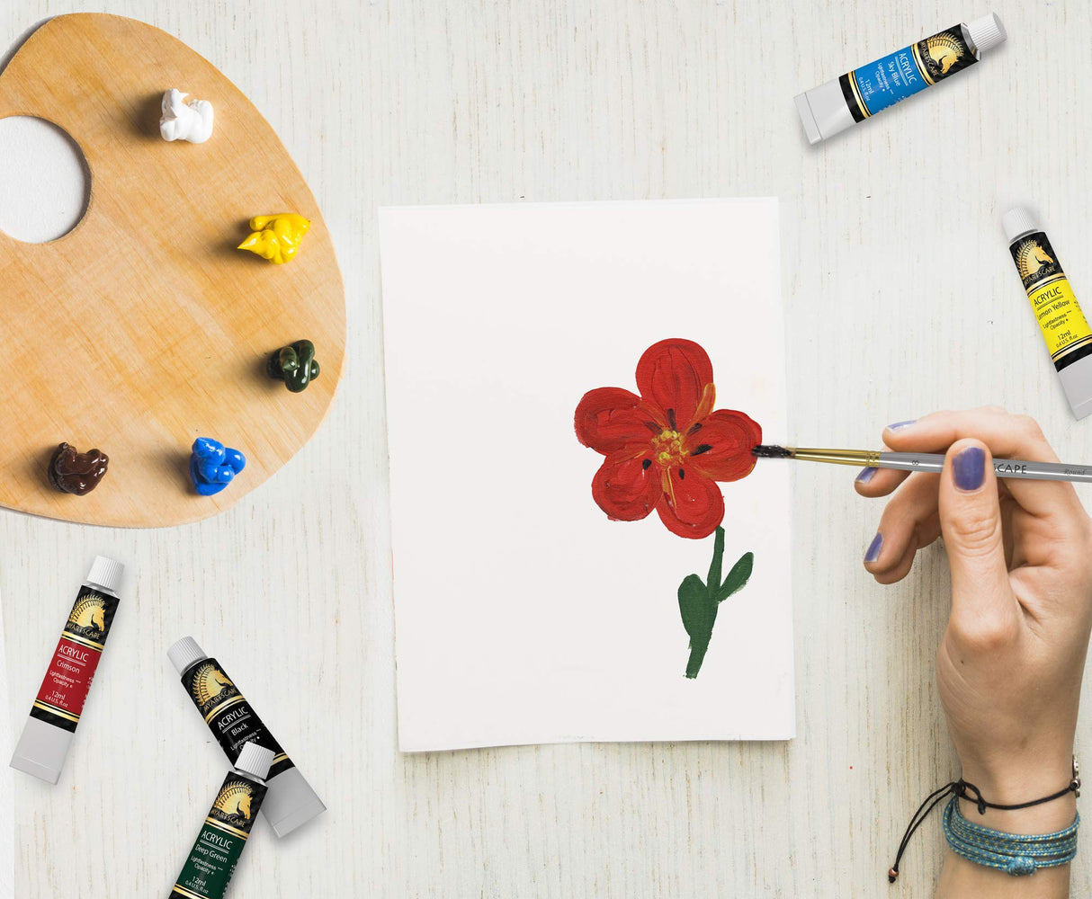 MyArtscape Acrylic Paint Set - 48 x 12ml Tubes - Lightfast - Heavy Body - Non Fading - Vibrant Colors - Artist Quality Painting Supplies - MyArtscape