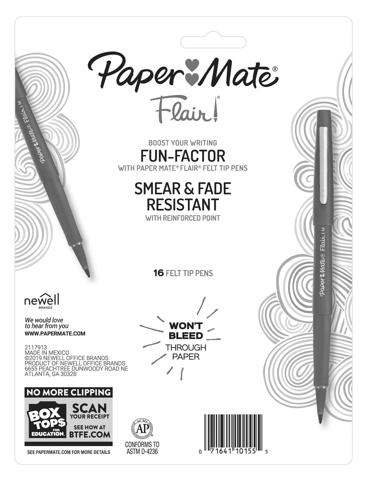Paper Mate Flair Felt Tip Pens, Medium Point (0.7mm), Assorted Colors, 16 Count Paper Mate