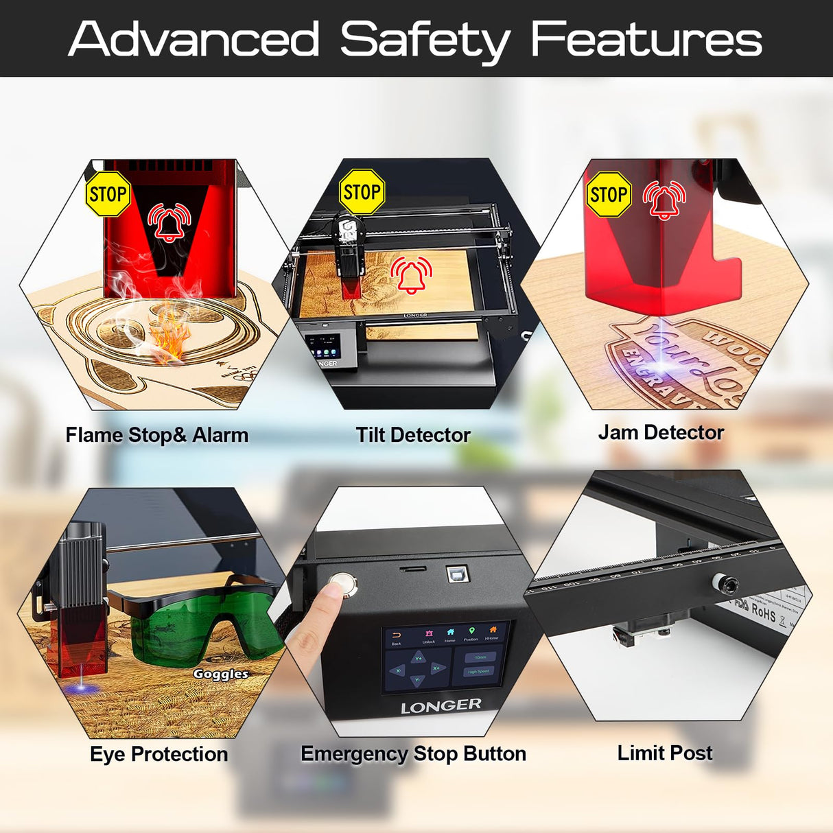 Official LONGER RAY5 Laser Engraver,10W Laser Engraving Machine with 3.5 inch Touch Screen,60W DIY Laser Cutter for Custom Design,Laser Engraver for Longer