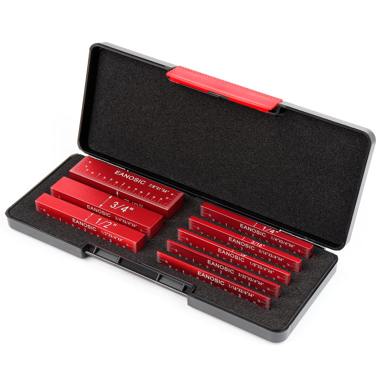 EANOSIC Setup Blocks Height Gauge Set, 8pcs Precision Aluminum Setup Bars for Router and Table Saw Accessories Woodworking Set Up, Bars Include Laser EANOSIC