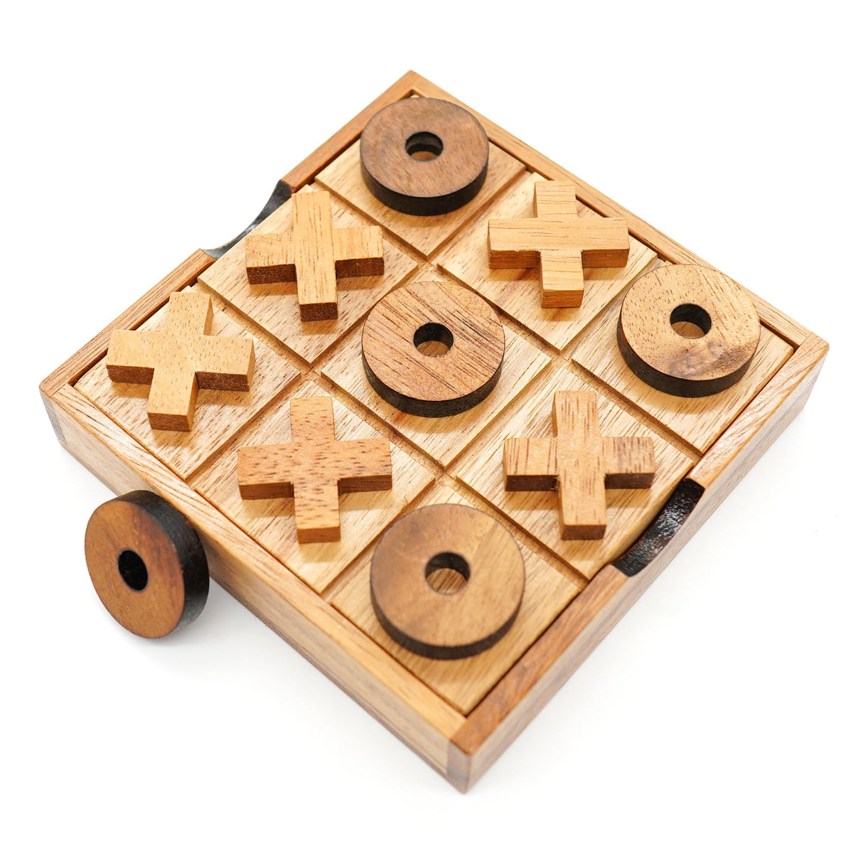 BSIRI Wooden Tic Tac Toe-Coffee Table Decor, Brain Teaser Puzzles for Adults, Unique Gifts for Kids, Classic Board Games for Adults and Family BSIRI