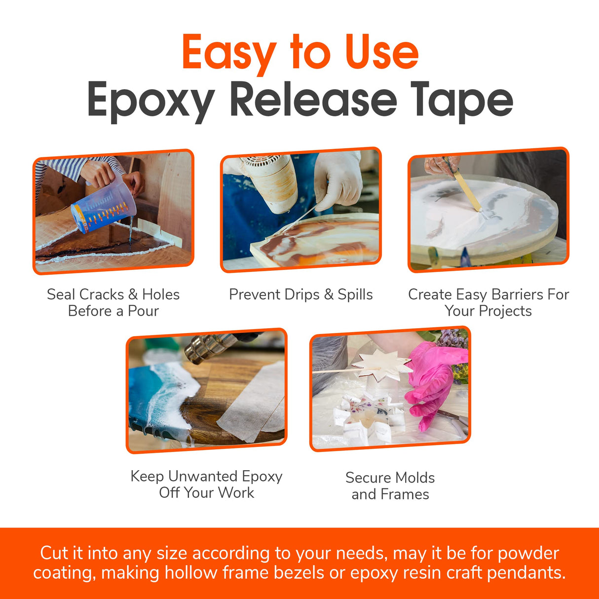 WiseBond - Self-Releasing Epoxy Tape, Extra Wide Adhesive Tape for Epoxy Molds & River Tables, Heat Resistant Resin Tape, Medium Tack Epoxy Resin WiseBond