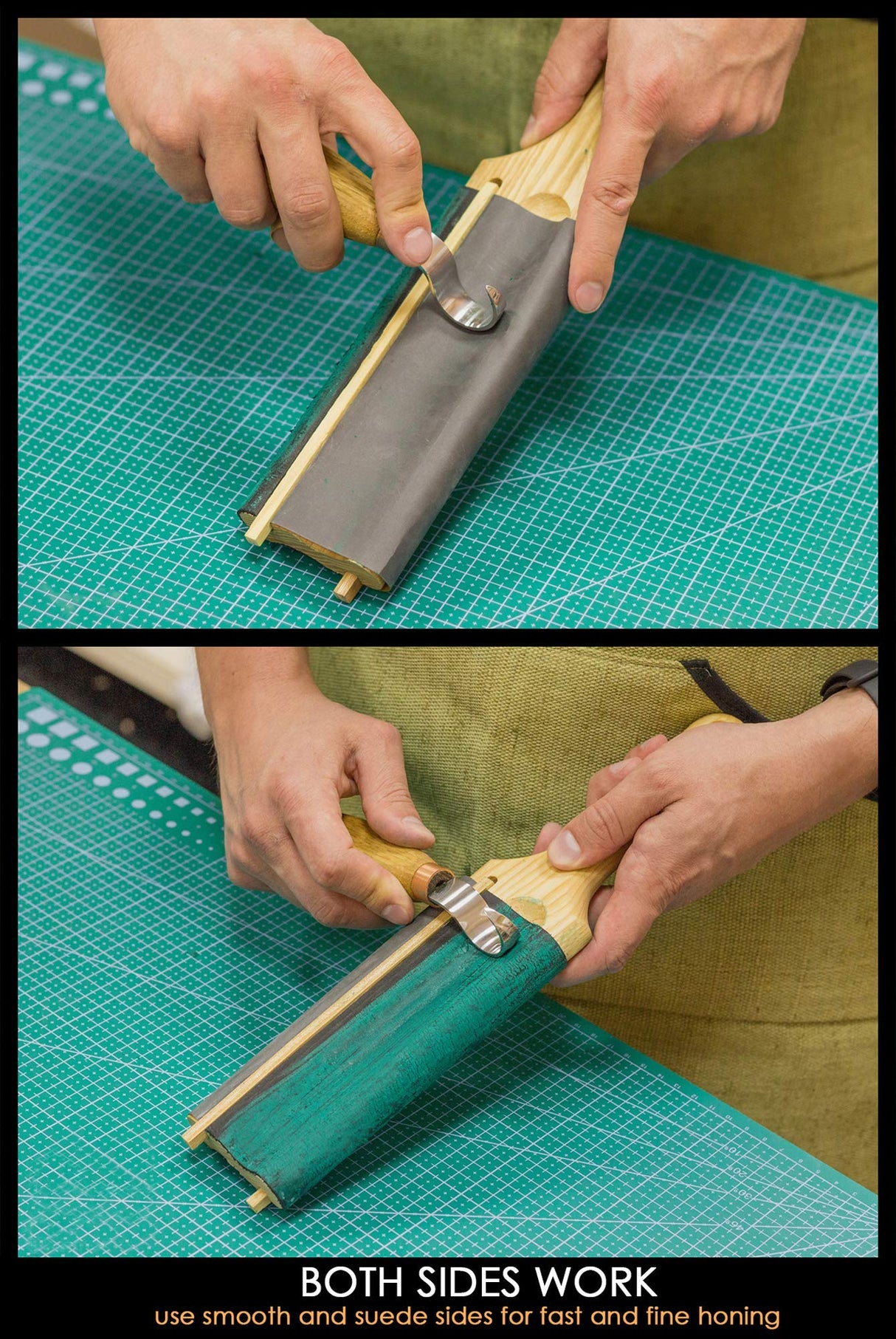 BeaverCraft LS5P1 Wood Carving Strop Wood Carving Gouge Hook Knife Sharpening Honing Tools Strop Stropping Kit Leather Paddle Strop Spoon Carving BeaverCraft