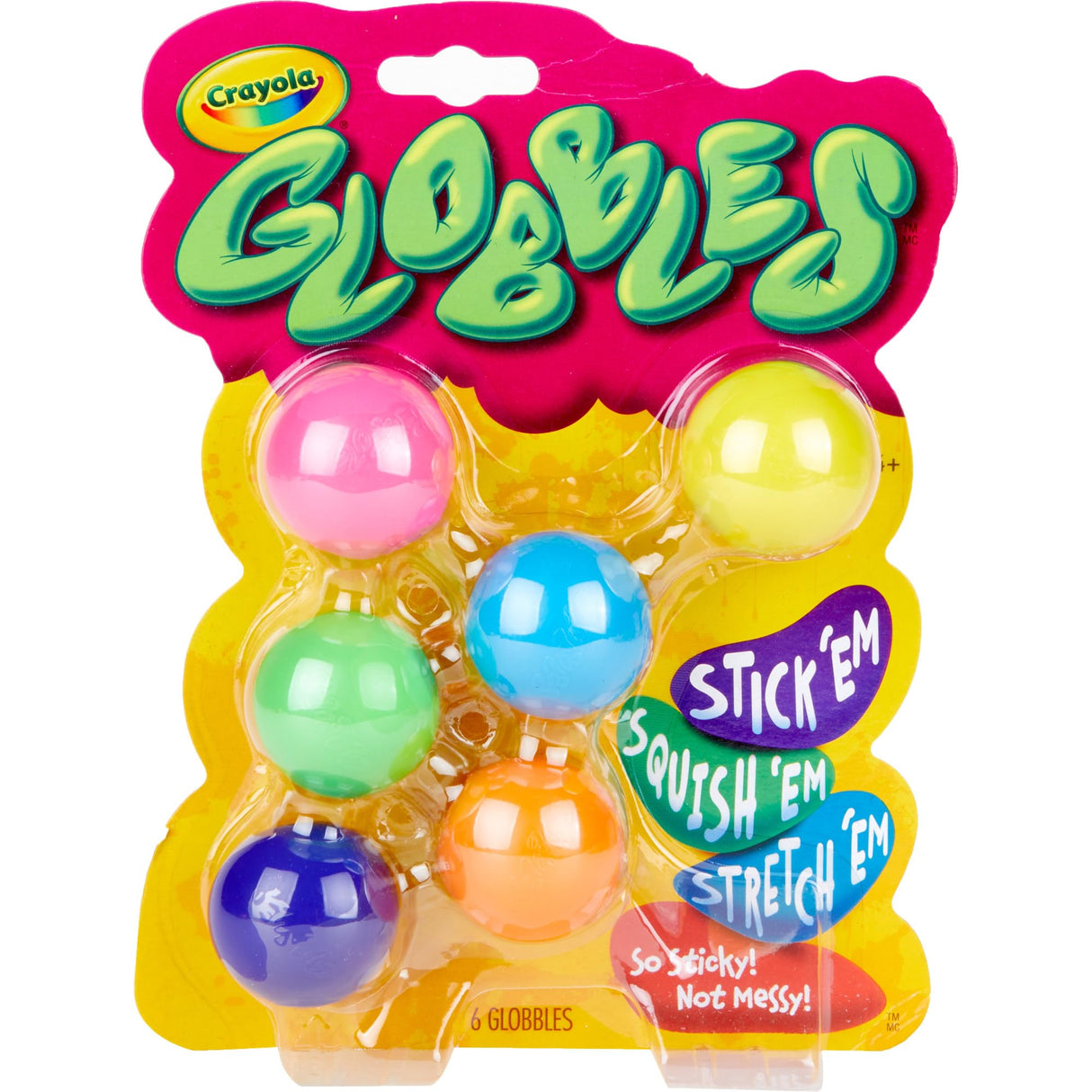 Crayola Globbles Fidget Toy (6ct), Sticky Fidget Balls, Squish Gift for Kids, Sensory Toys, Ages 4, 5, 6, 7, 8 Crayola
