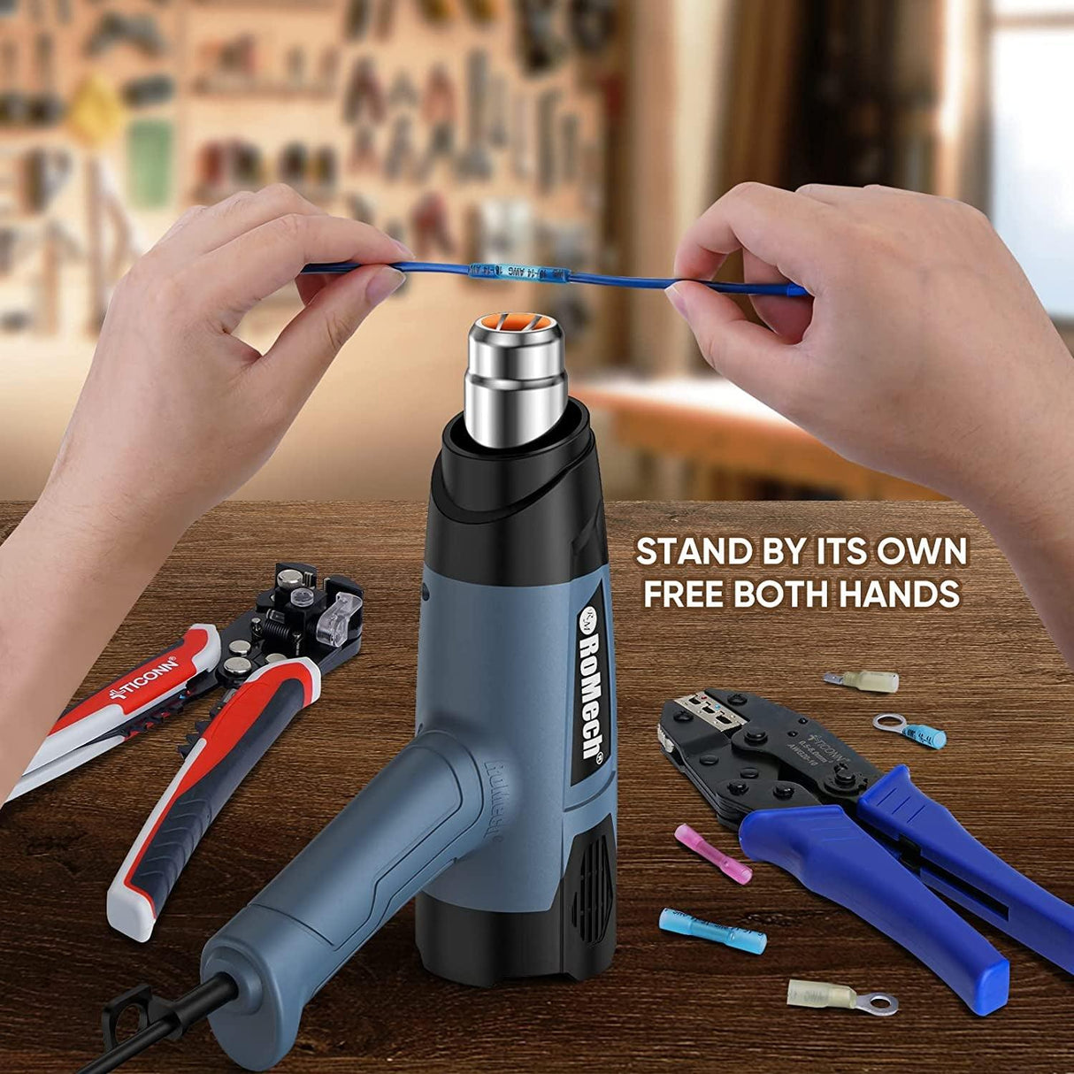 Heat Gun 1500W Variable Temperature Control with 2 Air Volume Setting Heavy Duty Hot Air Gun Kit 120°F~1200°F (50°C~650°C) with 4 Nozzles for Crafts WoodArtSupply
