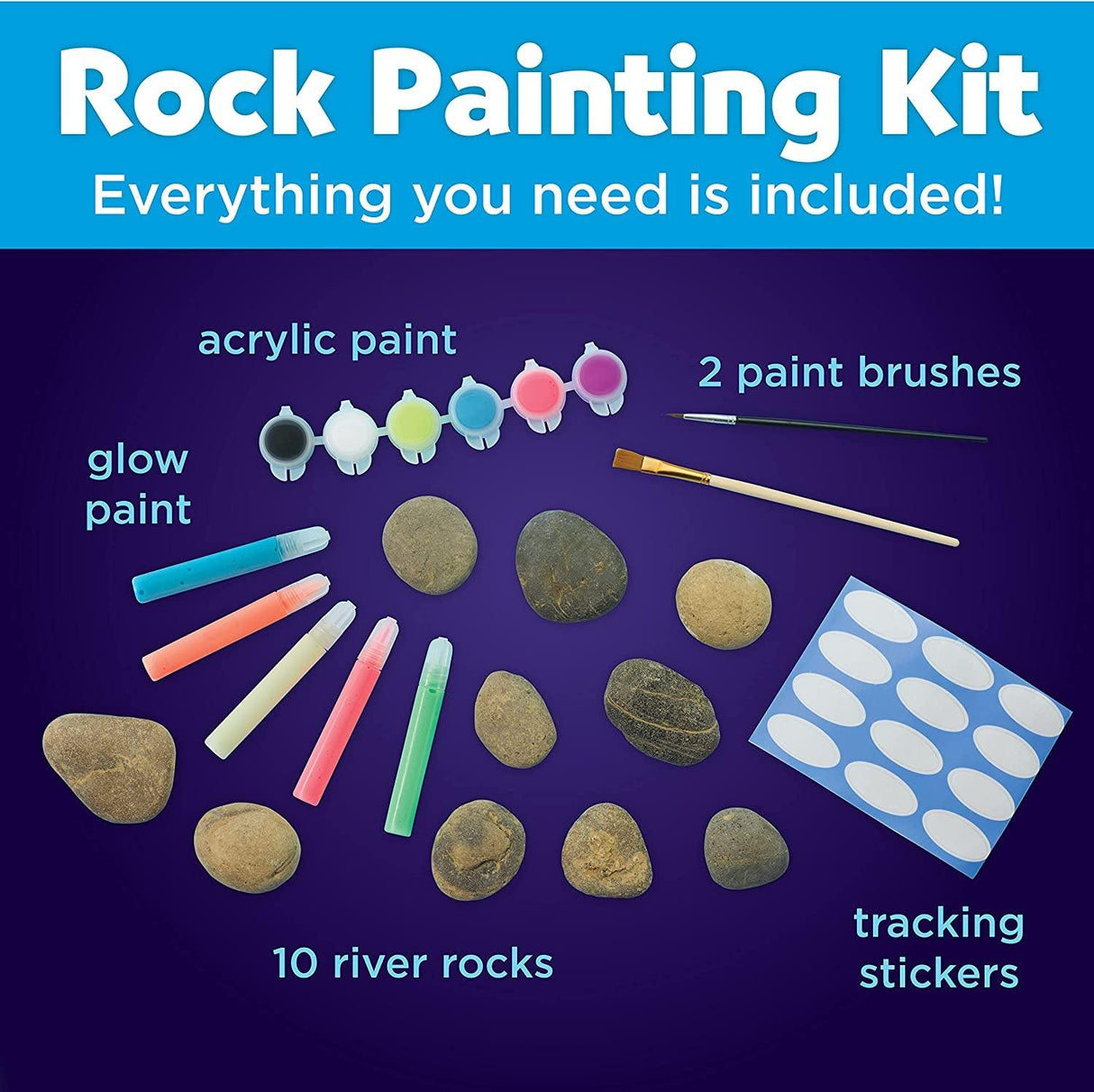 Creativity for Kids Glow in the Dark Rock Painting Kit - Painting Rocks Craft, Arts and Crafts WoodArtSupply