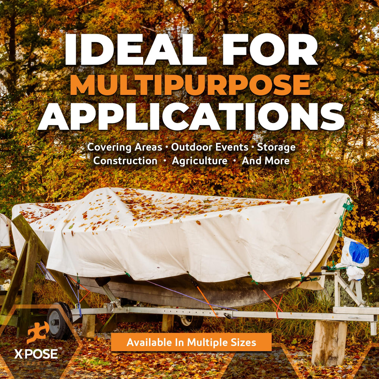 Heavy Duty White Poly Tarp 12' X 20' - Multipurpose Protective Cover - Durable, Waterproof, Weather Proof, Rip and Tear Resistant - Extra Thick 12 Xpose Safety