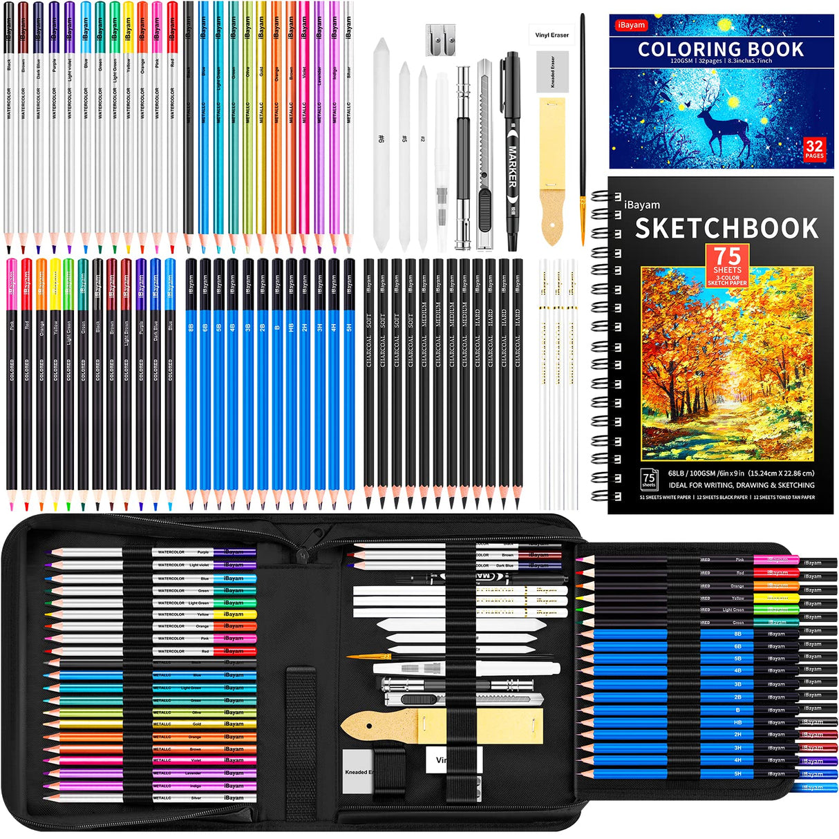 iBayam 18 Color Fineliner Pen & 78-Pack Drawing Set iBayam
