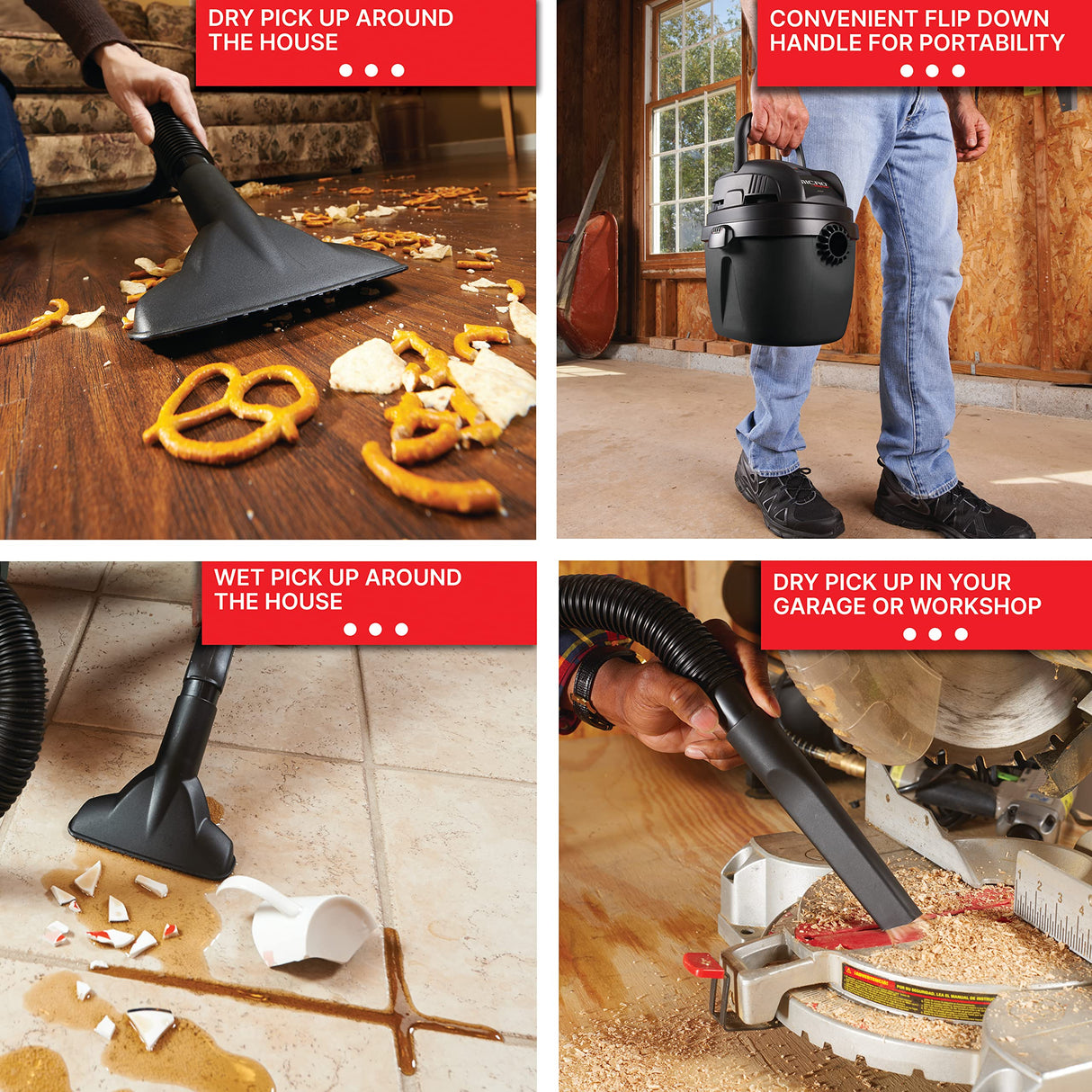 Shop-Vac 2021005, Micro Wet Dry Vacuum, 1 Gallon, 1.25 in Diameter x 4 Ft Hose, 50 CFM, (1 Pack) Shop-Vac