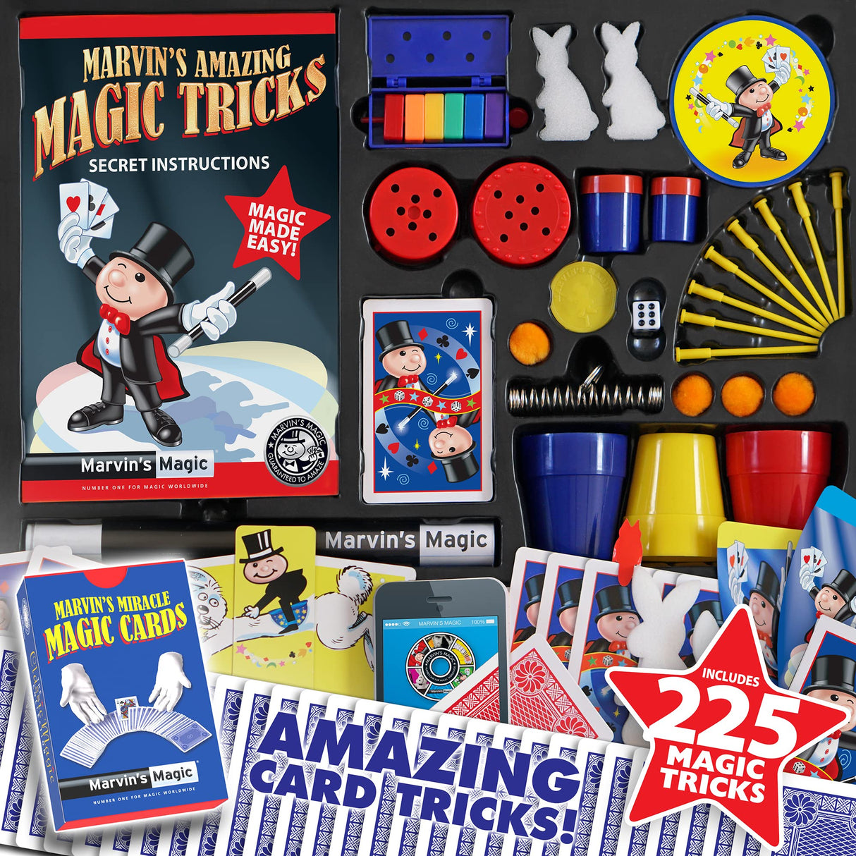 Marvin's Magic - 225 Amazing Magic Tricks for Children - Magic Kit - Kids Magic Set - Magic Kit for Kids Including Mystical Magic Cards, Magic Marvin's Magic