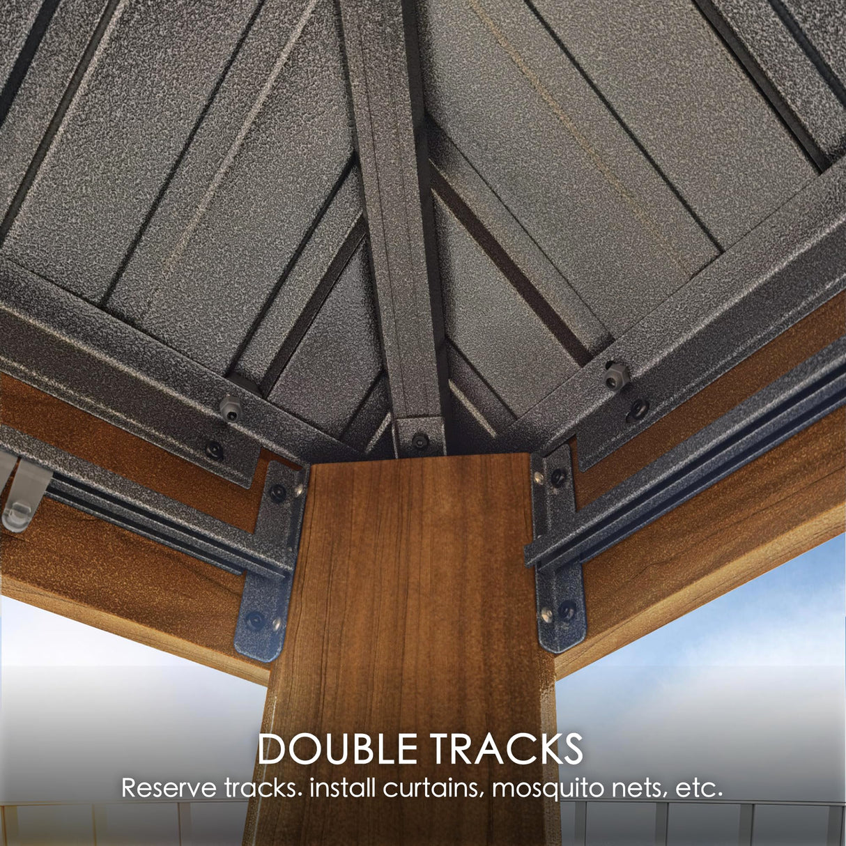 Kozyard Apollo 10’x12’ Hardtop Gazebo, Wooden Coated Aluminum Frame Canopy with Galvanized Steel Double Roof, Outdoor Permanent Metal Pavilion with Kozyard