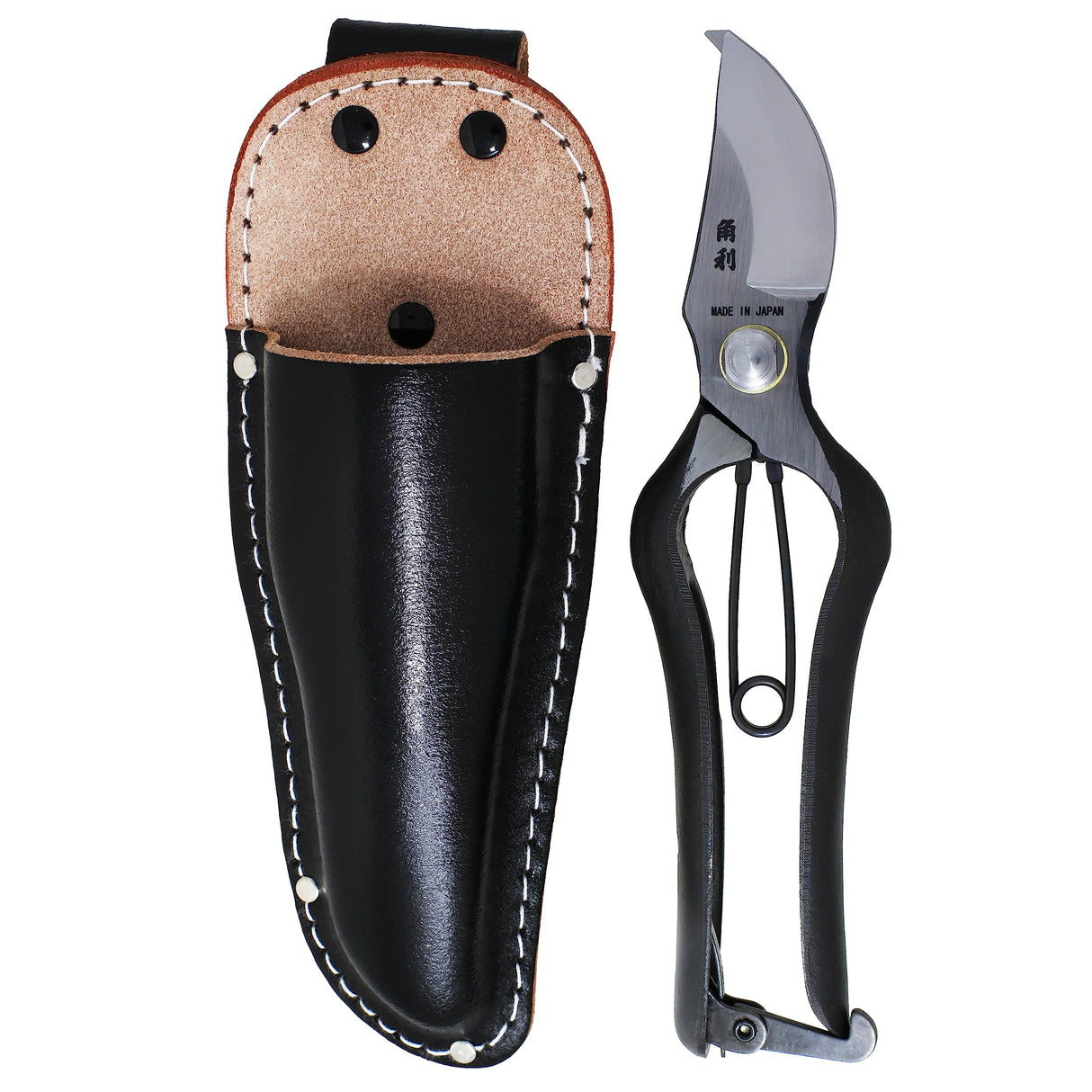 KAKURI Japanese Pruning Shears for Gardening Heavy Duty 8 Inch, Made in JAPAN, Professional Garden Bypass Pruners with Leather Sheath, Hand Forged KAKURI